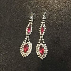 Elegant diamond dangle earring set